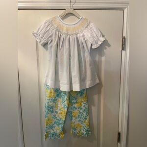 Girls smocked 2 piece outfit